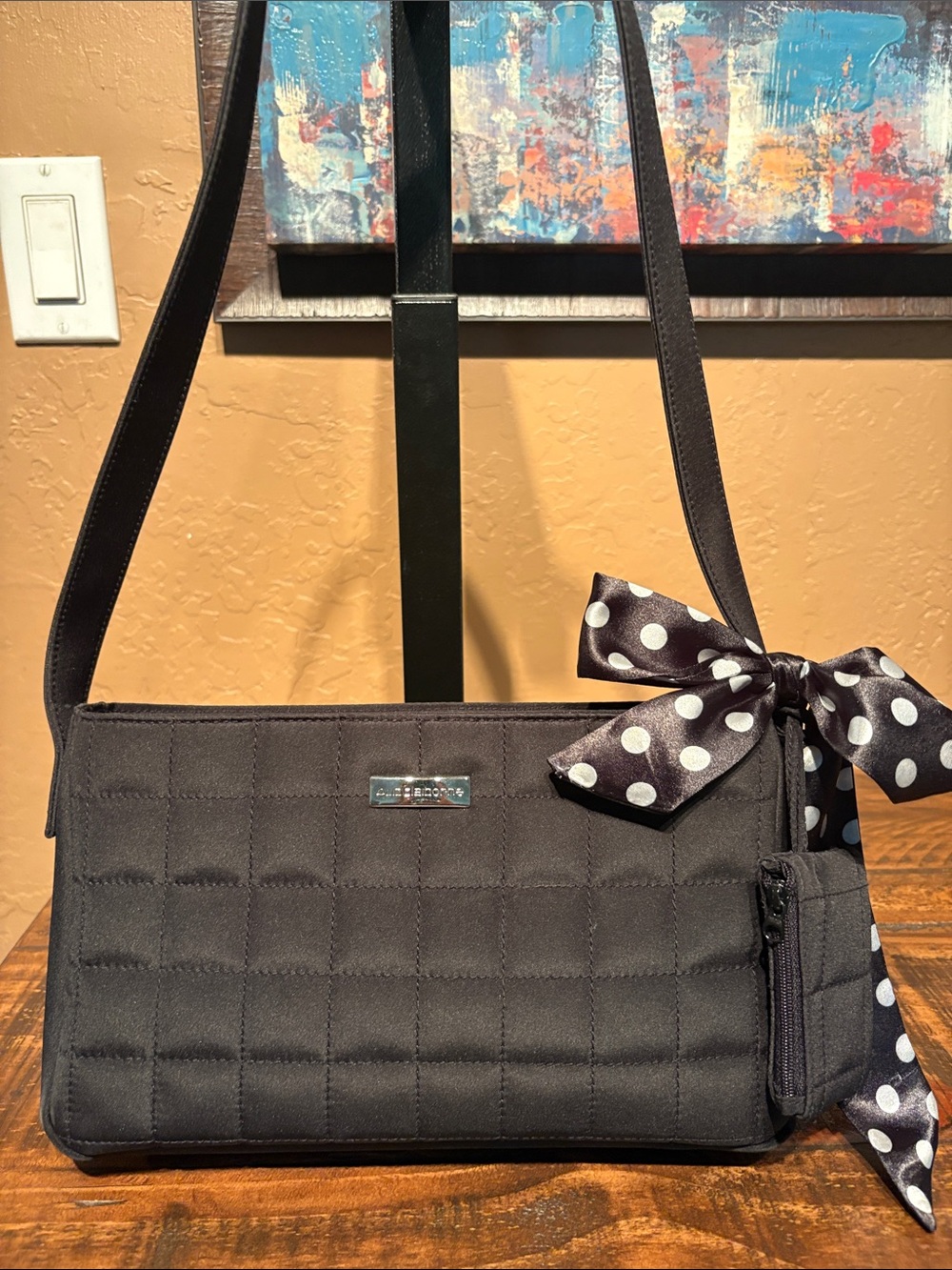 Liz Claiborne Black Quilted Shoulder Bag with Coin Pouch Like New!